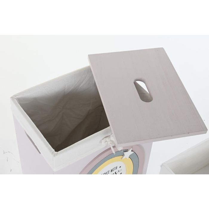 DKD Home Decor Cesta Ropa Kids Blanco Rosa 30 x 55 x 40 cm Set 5 3