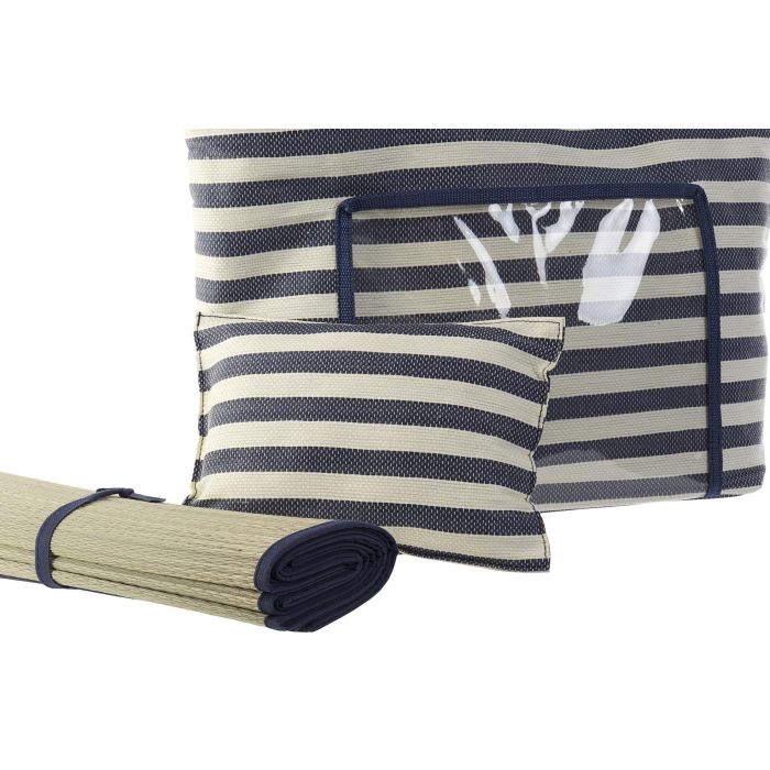 DKD Home Decor Bolso Atlantico Rojo Azul Rayas Lienzo/PVC 55 x 35 x 17 cm Set de 3 (2 Unidades) 3