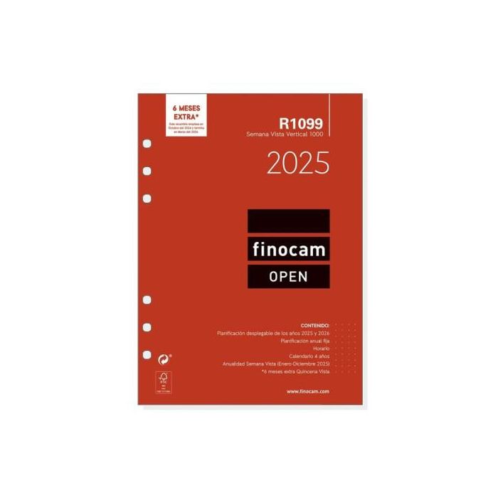 Recambio Anual 2025 R1099 Open1000 155X215Mm Semana Vista Vertical Finocam 711520025 1