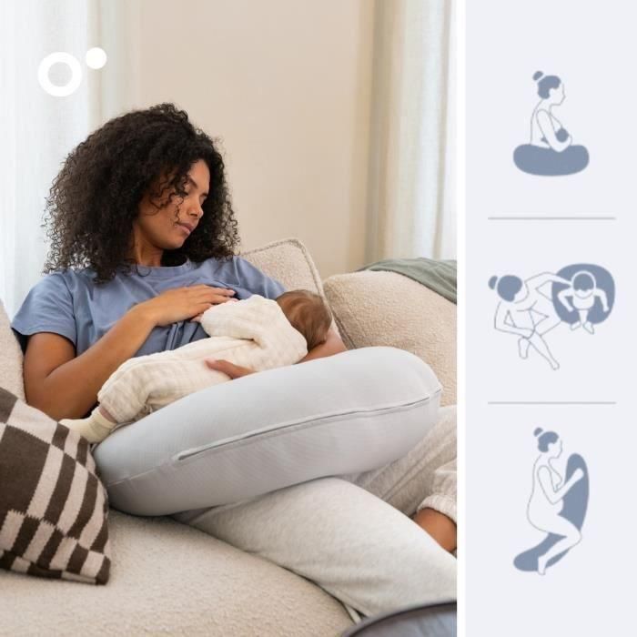 doomoo Twisty Almohada 2 en 1 para embarazo y lactancia - Ultra Comfort - Relleno de microperlas ultrafino, gris 4 doomoo Twisty Almohada 2 en 1 para embarazo y lactancia - Ultra Comfort - Relleno de microperlas ultrafino, gris 4