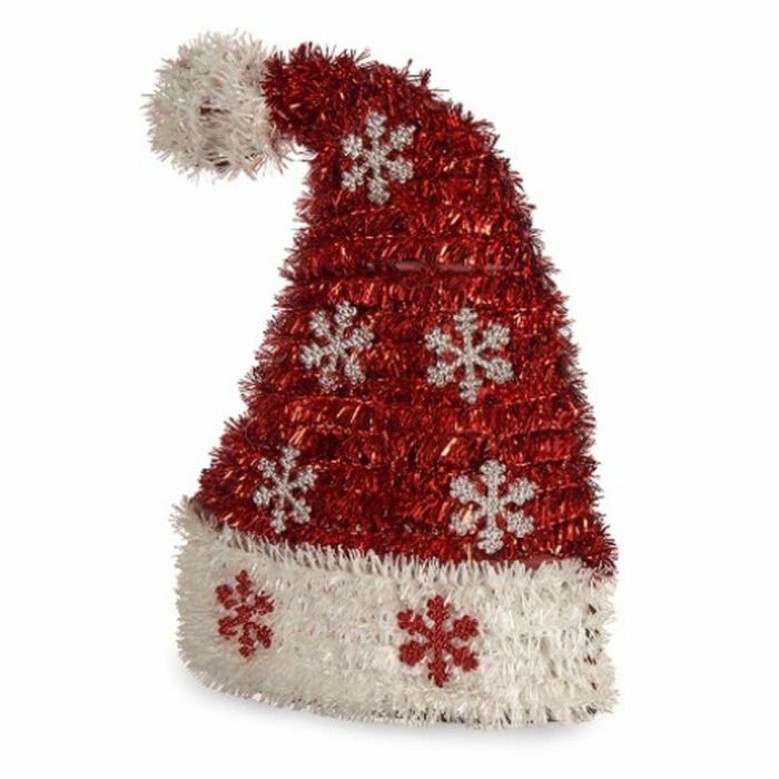 Figura Decorativa Gorro de Papá Noel Espumillón Blanco Rojo Polipropileno PET 17 x 23 x 9,5 cm (12 Unidades)