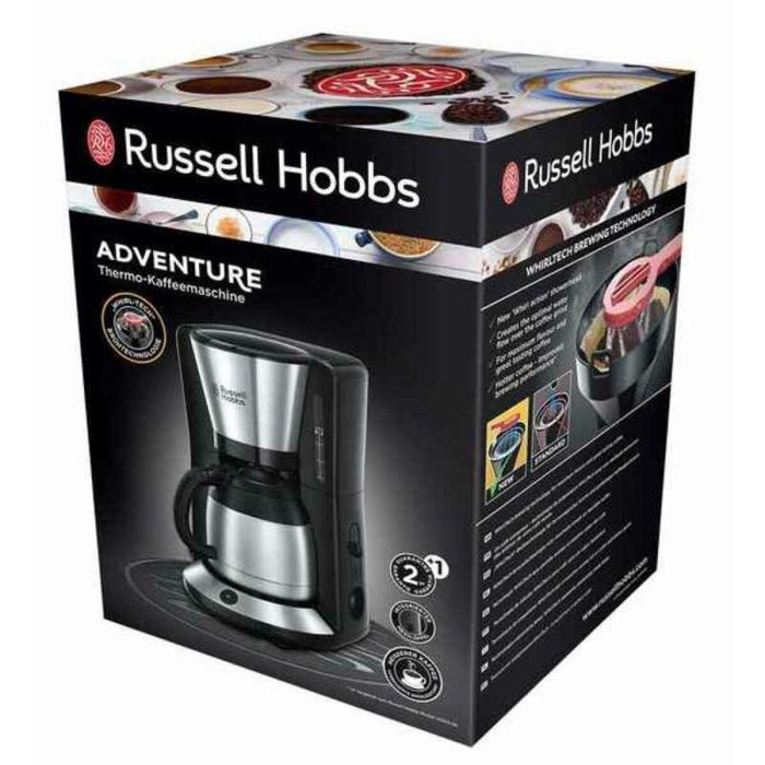 Russell Hobbs 24020-56 Cafetera de filtro isotérmica 12 Tazas, 1000 W, Tecnología WhirlTech para máximo aroma y sabor, Acero cepillado 2