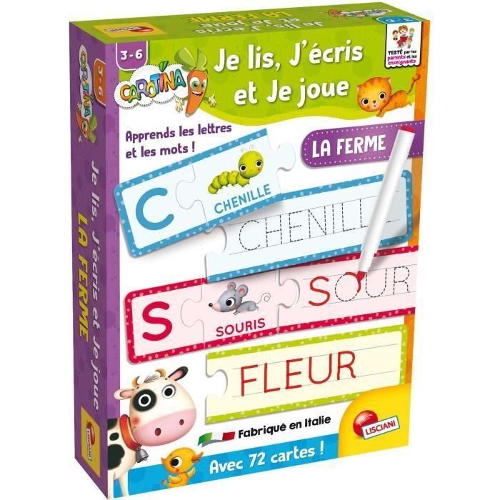 Leo, escribo y juego con la granja - Carotina - juego de aprendizaje - 72 tarjetas borrables - LISCIANI Leo, escribo y juego con la granja - Carotina - juego de aprendizaje - 72 tarjetas borrables - LISCIANI