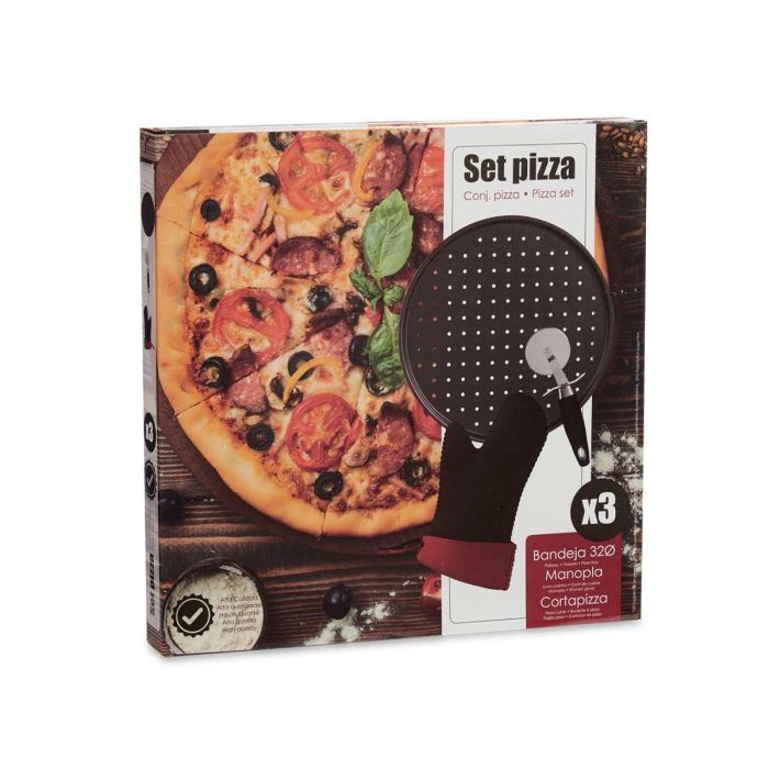 Kinvara Set Pizza Molde, Manopla y Cortapizza - Molde 33x33 cm (Set de 12) Kinvara Set Pizza Molde, Manopla y Cortapizza - Molde 33x33 cm (Set de 12)