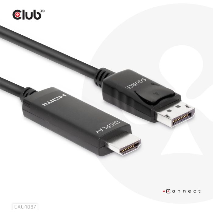 Club3D CAC-1087 Cable DisplayPort 1.4 a HDMI 2.1 HDR 8K60Hz Activo 3m para Windows/Mac 1 Club3D CAC-1087 Cable DisplayPort 1.4 a HDMI 2.1 HDR 8K60Hz Activo 3m para Windows/Mac 1