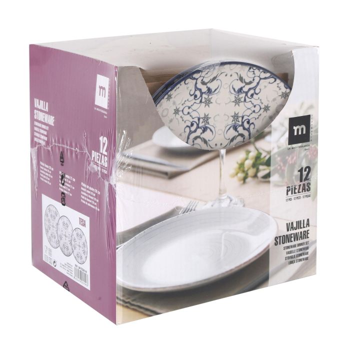 La Mediterranea Vajilla 12 Piezas Tesa Monaco Ivory Brillo - Platos Llano 26 cm, Hondo 21 cm, Postre 20 cm (2 Unidades) 4