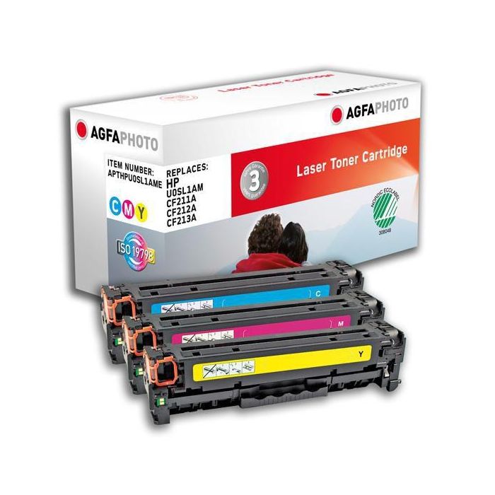 AgfaPhoto 1800 x3 PY Tóner de Reemplazo Compatible con HP, Cartuchos C/M/Y