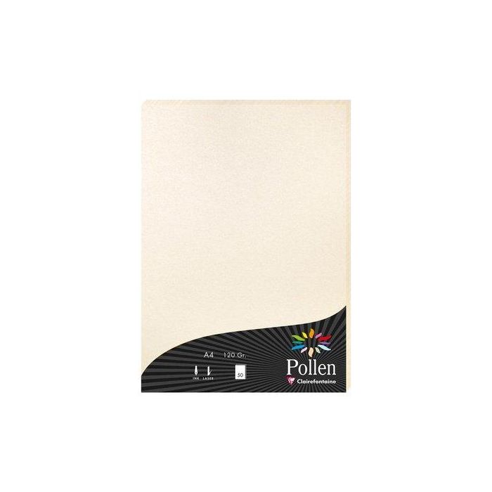 Papel Clairefontaine Pollen A4 120G 50H Marfil Metalizado