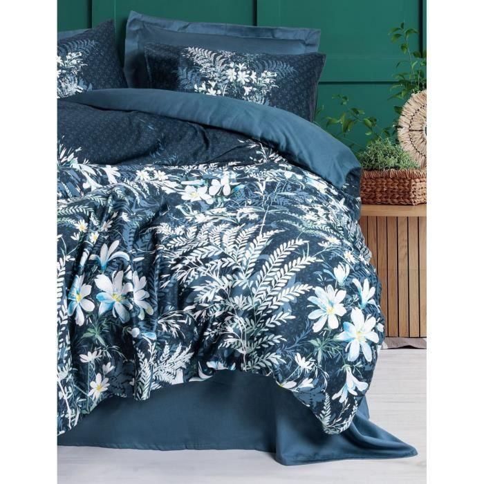 Juego de cama - 1 funda nórdica 220x240 cm + 2 fundas de almohada 60x60 cm - 100% algodón satén - Verde 2 Juego de cama - 1 funda nórdica 220x240 cm + 2 fundas de almohada 60x60 cm - 100% algodón satén - Verde 2