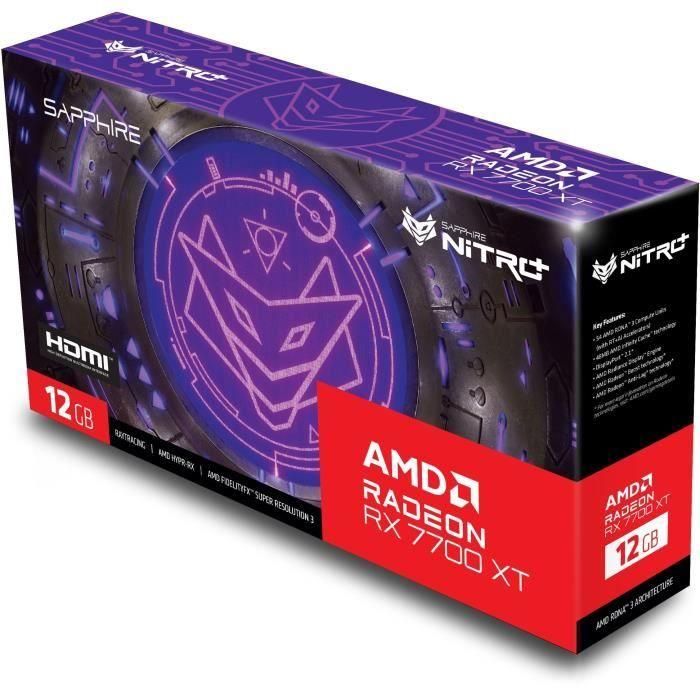Sapphire SAP4895106294370 Tarjeta Gráfica NITRO+ AMD RADEON RX 7700 XT GAMING OC 12GB GDDR6 DUAL HDMI / DUAL DP 3