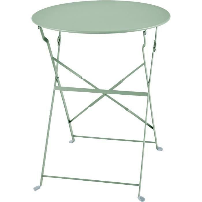 Conjunto Bistró para 2 Personas - Mesa Redonda 60x71 cm y 2 Sillas - Acero Pintado en Polvo - Color Verde Celadón 3 Conjunto Bistró para 2 Personas - Mesa Redonda 60x71 cm y 2 Sillas - Acero Pintado en Polvo - Color Verde Celadón 3
