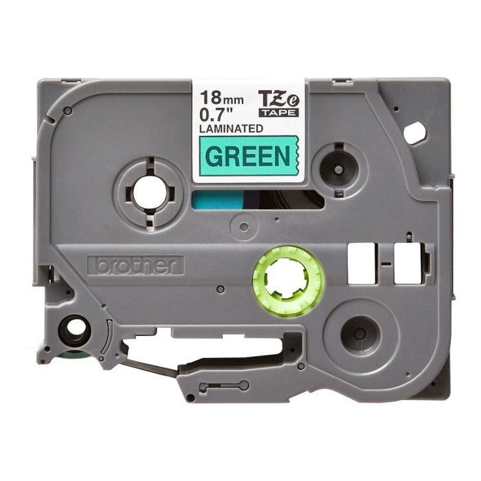 BROTHER Cinta laminada verde/ negro 18mm