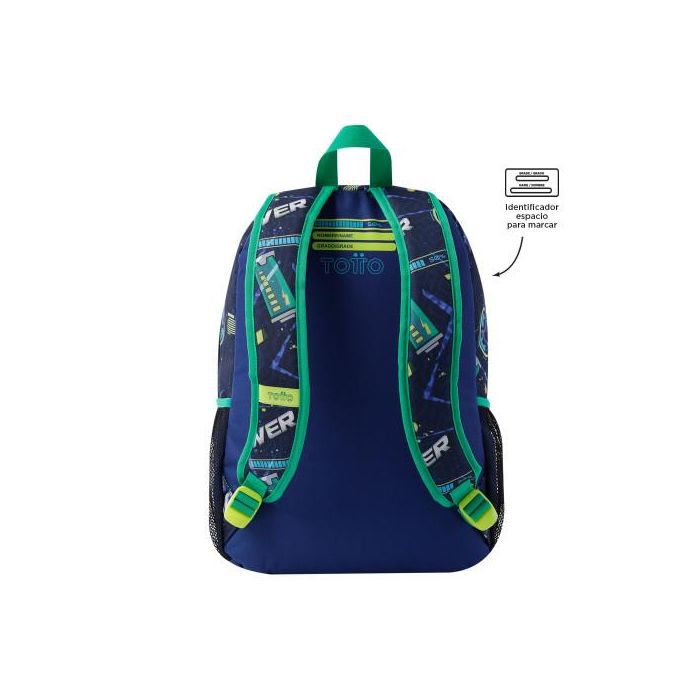 Totto Mochila Morral Kong Lab L MJ04KLB003-2410-8JDL, Azul Marino, Poliéster, Acolchada, Bolsillos Laterales 2