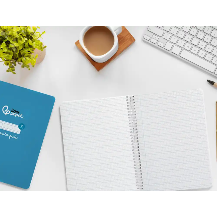 Liderpapel Cuaderno Espiral A5 Pautaguía Tapa Dura 80 Hojas 90gr Cuadro Pautado 3mm Color Azul 6