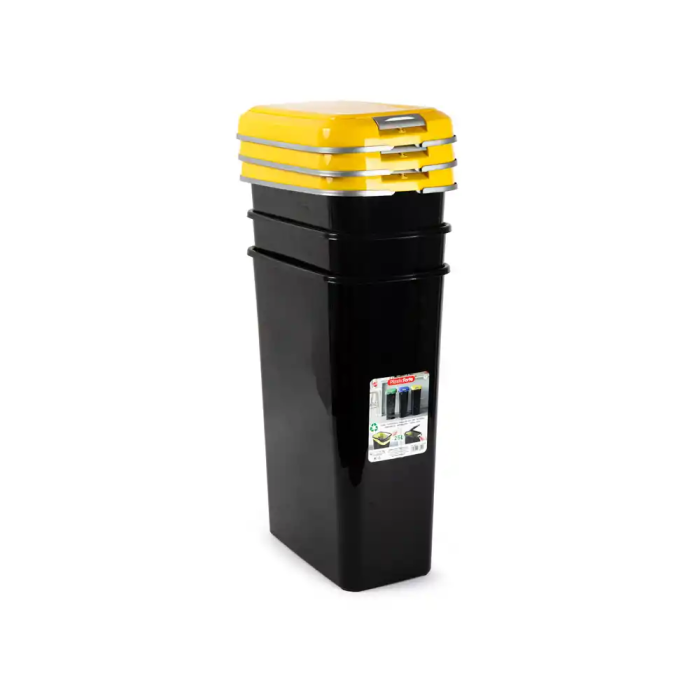 Plasticforte Contenedor Reciclaje 25L Tapa Amarillo Parchis 550x250x400mm 1