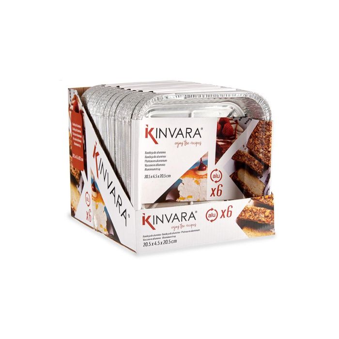 Kinvara Set 6 Bandejas Aluminio Cuadrada 20.5x20.5x6 cm Apto Horno (Set de 24) 2