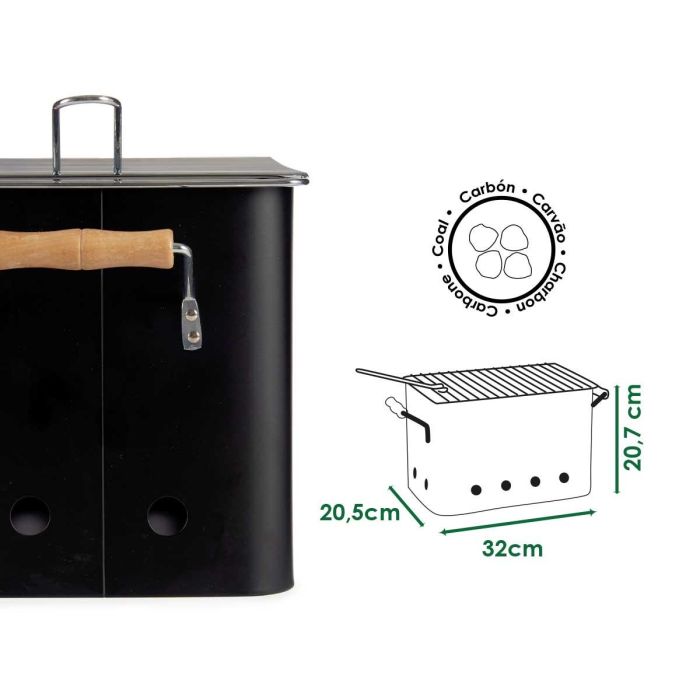 Barbacoa Portatil Rectangular Con Asas Color Negro La Dehesa 22X24CM (4 Unidades) 3 Barbacoa Portatil Rectangular Con Asas Color Negro La Dehesa 22X24CM (4 Unidades) 3