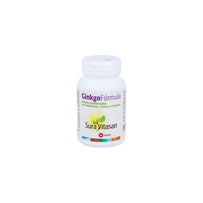 SURA VITASAN Ginkgo Formula 30 Cápsulas – Ginkgo Biloba, Melena de León, Bacopa Monnieri, L-Glutamina y L-Teanina. Fórmula Vegana