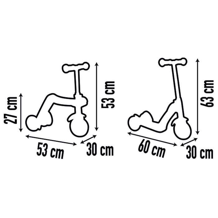 Smoby - Reversible 2 en 1 - Patinte draisiano transformable en un patín - 3 ruedas 4