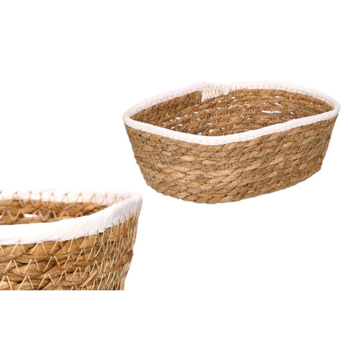 Giftdecor Cesto Rectangular 24x18 cm Blanco de Enea y Papel - Ideal para Almacenamiento y Decoración del Hogar (Set de 24)