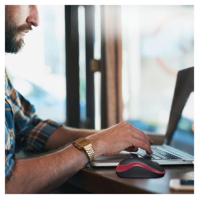 Logitech M185 Ratón Inalámbrico Óptico 1000 DPI Rojo