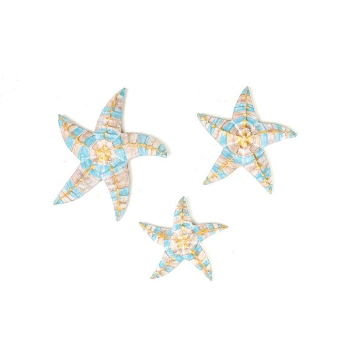 Decoración de Pared Romimex Turquesa Estrellas 22 x 8 x 22 cm 3 Piezas