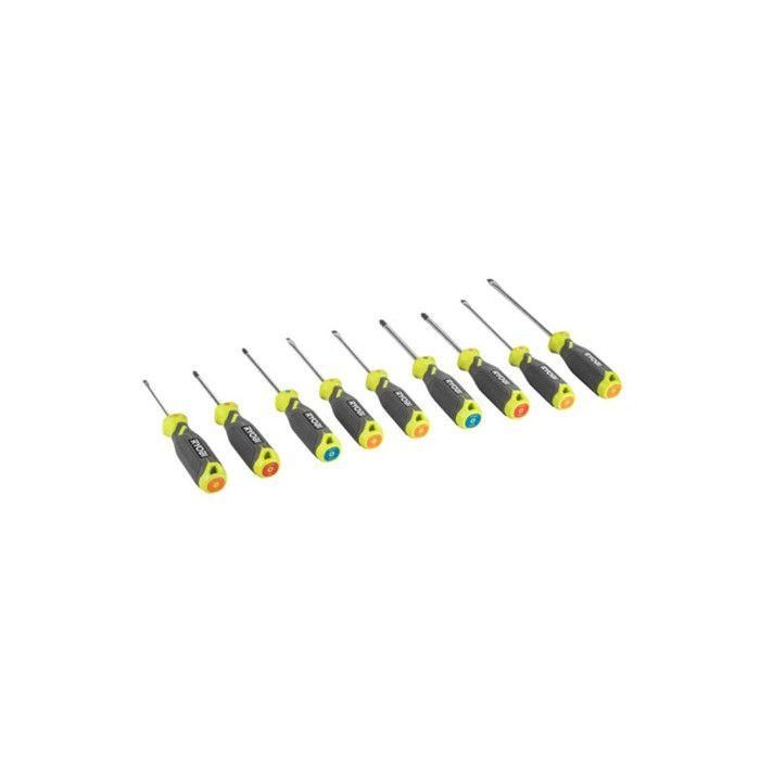 Juego de 9 destornilladores magnéticos RYOBI - RHSDS9PC 1 Juego de 9 destornilladores magnéticos RYOBI - RHSDS9PC 1