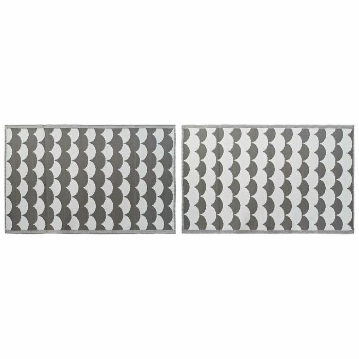 DKD Home Decor Alfombra de Poliéster con Ondas Gris Blanco 180x120 cm (2 Unidades) DKD Home Decor Alfombra de Poliéster con Ondas Gris Blanco 180x120 cm (2 Unidades)