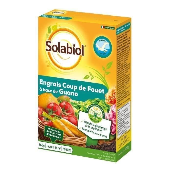 Fertilizante potenciador SOLABIOL SOGUA750N basado en Guano Marin - 12 X 750g