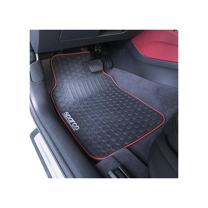 Sparco Alfombra F500 SPCF500RD Negro-Rojo Pvc 3 Piezas Universal