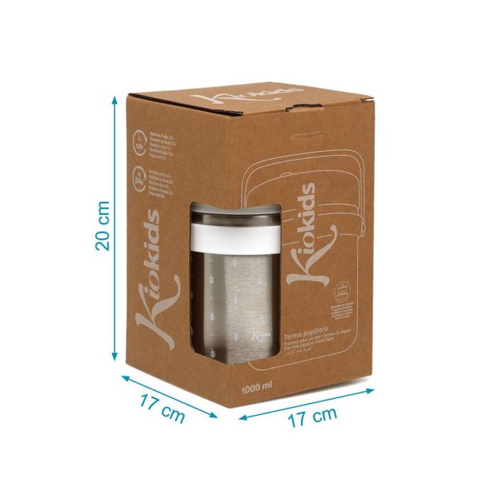 KioKids Termo de Alimentos Sólidos y Papillas Doble Recipiente 300ml+400ml Acero Inoxidable 304 Frío 24h Calor 12h Blanco 4