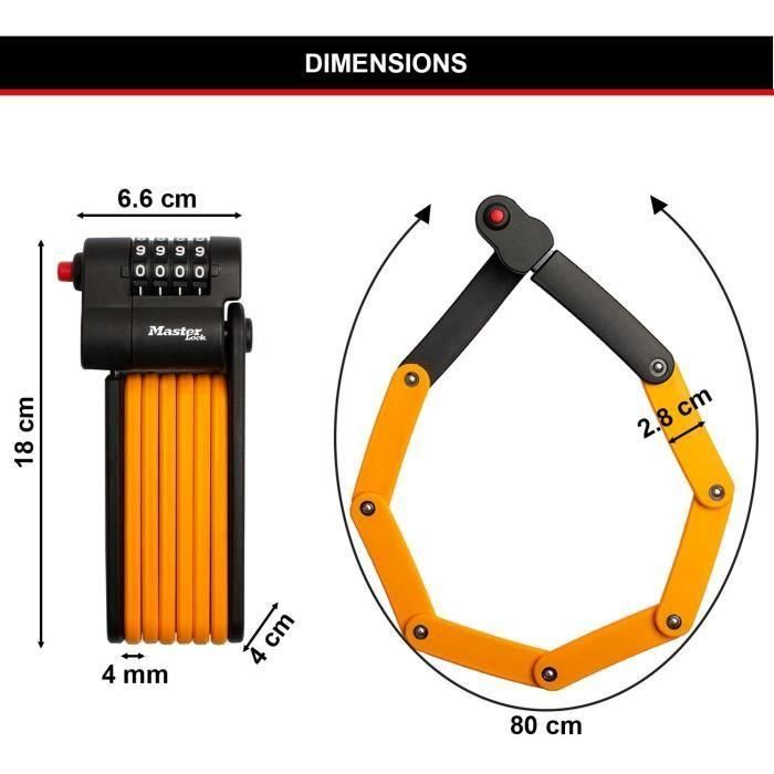 Candado codificado para bicicleta - MASTER LOCK - 8336EURDPRO - Acero endurecido, combinación programable, soporte incluido 5