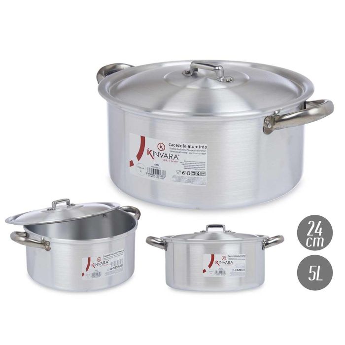 Cacerola de Aluminio Kinvara 24 cm 5 L - Apta Lavavajillas, Gas y Horno (10 Unidades) Cacerola de Aluminio Kinvara 24 cm 5 L - Apta Lavavajillas, Gas y Horno (10 Unidades)