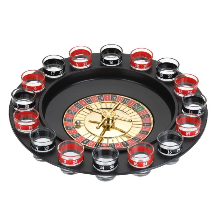 Juego de chupitos ruleta 30x7cm - Negro / rojo - Vidrio / polipropileno - 30 x 30 x 7 cm