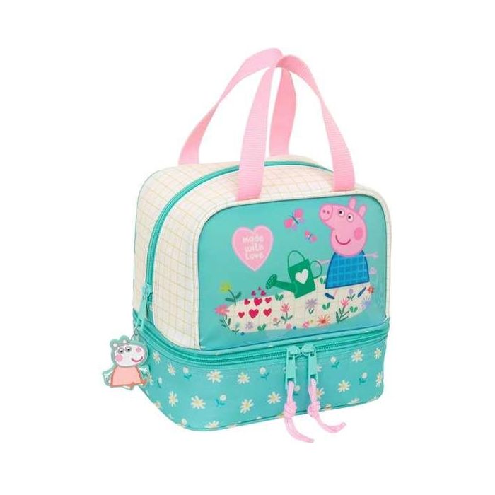 Portameriendas Peppa Pig Pretty flowers Amarillo Menta 20 x 20 x 15 cm