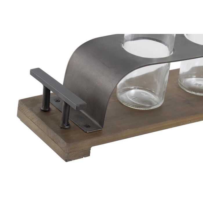 DKD Home Decor Jarrón Loft Negro Marrón Cristal Metal Set de 3 Piezas 11 x 45 x 22 cm 1