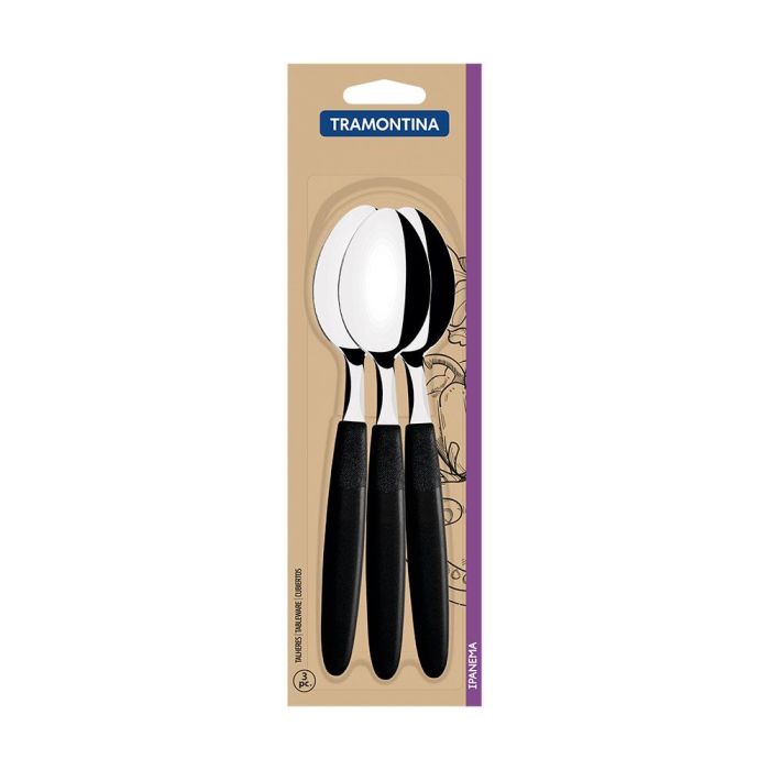 Juego de cucharas de mesa 3 piezas ipanema negro 19cm tramontina 1