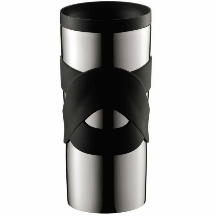 Bodum BOD0699965007621 Taza Térmica de Viaje Acero Inoxidable Doble Pared, Tapa Rosca Hermética, 0.35L, Negra