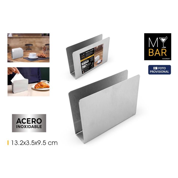 Inde Servilletero de Acero 13.2 cm x 3.5 cm x 9.5 cm My Bar (24 Unidades) Inde Servilletero de Acero 13.2 cm x 3.5 cm x 9.5 cm My Bar (24 Unidades)