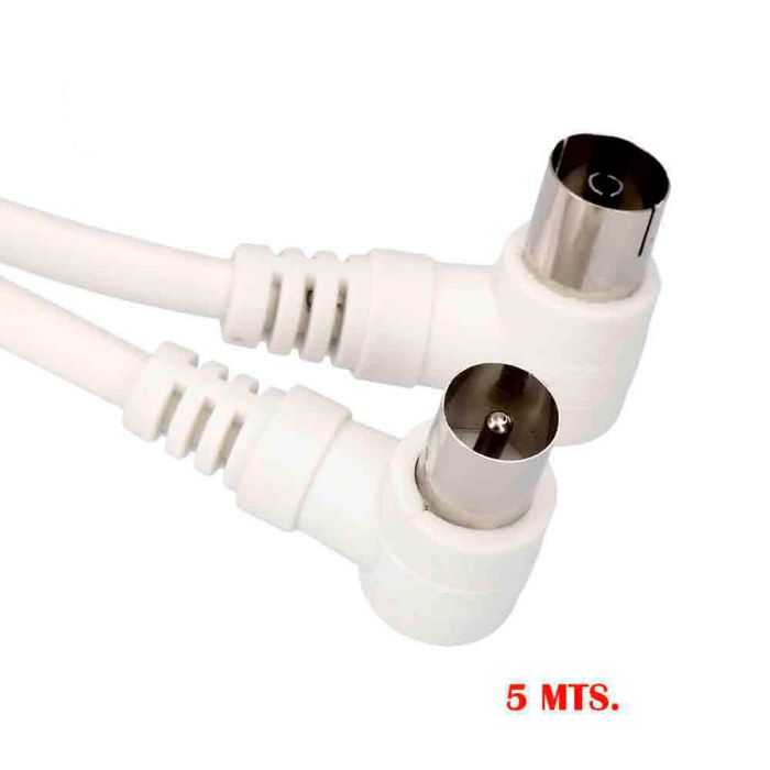 Prolongación tv acodada 9,5mm 5m envasada blanca