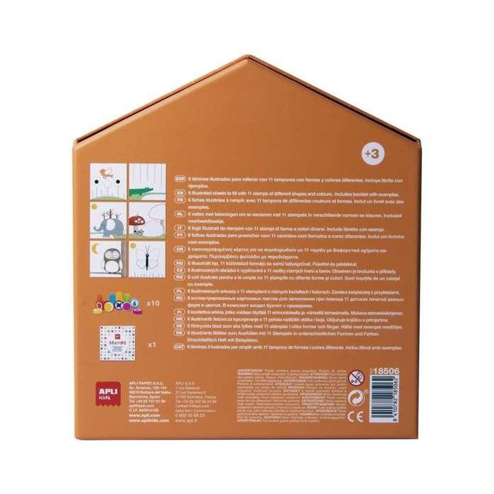 Apli Mi primer juego de sellos con 6 láminas y 10 sellos de diferentes formas y colores 1