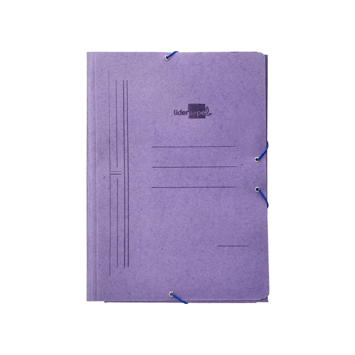 Liderpapel Carpeta de Gomas Tres Solapas Cartón Compacto Folio Color Azul 2