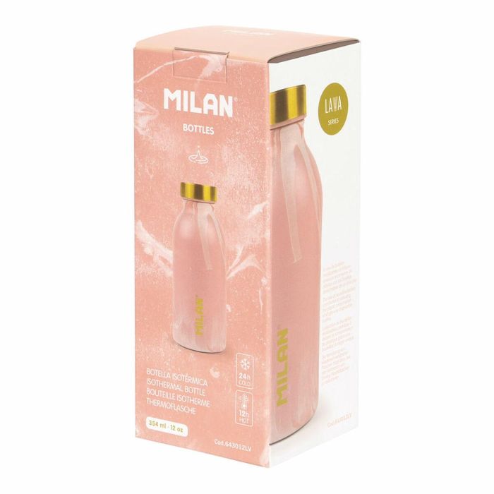 Botella Portaliquidos Milan Acero Inoxidable Serie Lava Rosa 350 mL 1