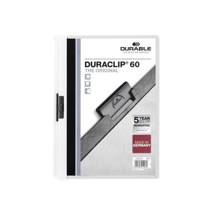 Dosier Clip Duraclip Pvc A4 2209 Pinza Metal 60H Blanco (Set de 25)