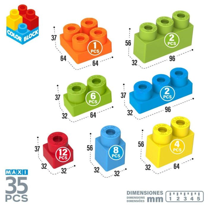 Juego de Construcción Color Block Basic Cubo 35 Piezas (6 Unidades) 4 Juego de Construcción Color Block Basic Cubo 35 Piezas (6 Unidades) 4