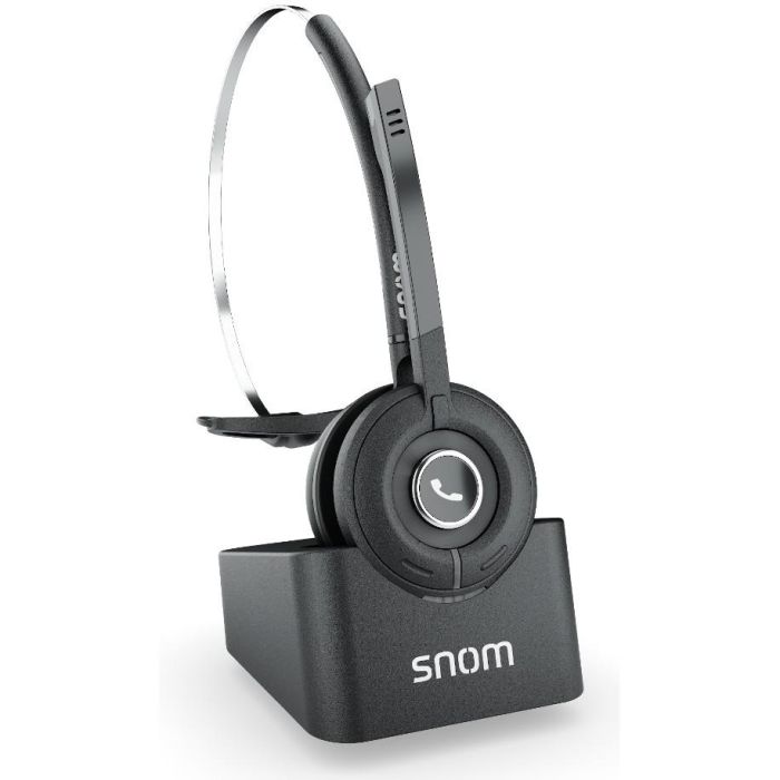 SNOM A190 Auricular Inalámbrico DECT Monoaural para Oficina/Centro de Llamadas - Diadema Negro, Plegable, 7h Batería