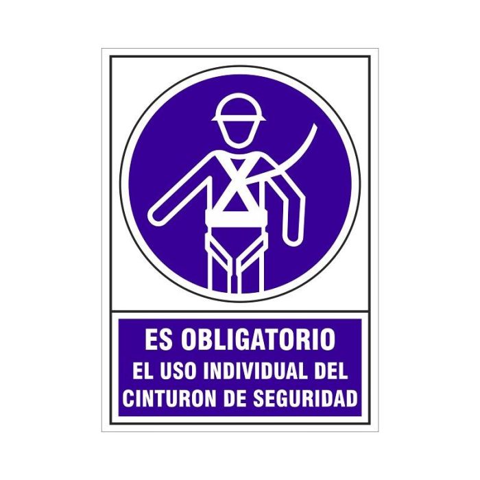 DUVER 613 Señal Plástico 295x210 mm Obligatorio Uso Cinturón Seguridad Individual DUVER 613 Señal Plástico 295x210 mm Obligatorio Uso Cinturón Seguridad Individual