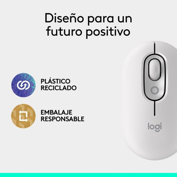 Logitech Pop Mouse Inalámbrico Bluetooth, 1000-4000 DPI, Personalizable, Blanco 8 Logitech Pop Mouse Inalámbrico Bluetooth, 1000-4000 DPI, Personalizable, Blanco 8