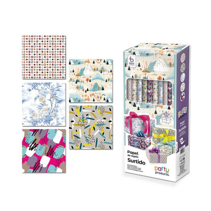 Party Products Papel regalo surtido 5 modelos 70x100 cm, caja 50 uds