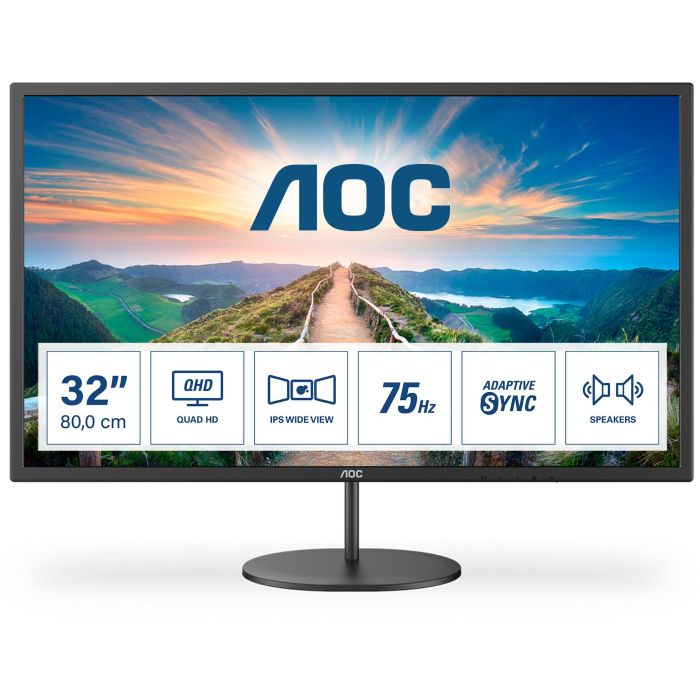 AOC Q32V4 Monitor 32" 2K QHD 2560x1440 IPS 4ms HDMI DisplayPort VESA Altavoces Negro